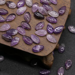 天然紫水晶雕刻樹葉 水滴花瓣 diy手工漢服瓔珞發簪步搖頭飾材料
