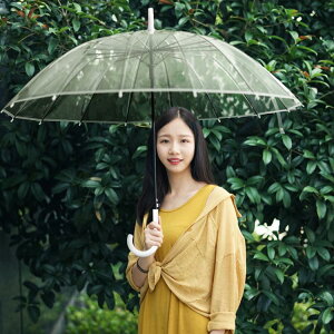 雨傘 16骨超大可愛透明雨傘ins長柄折疊日系韓版個性小清新男女學生傘