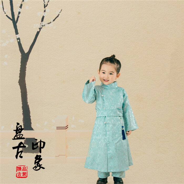 鳳綾兒童影樓攝影寫真兒童主題唐裝漢服可愛書生表演出服裝一樹白