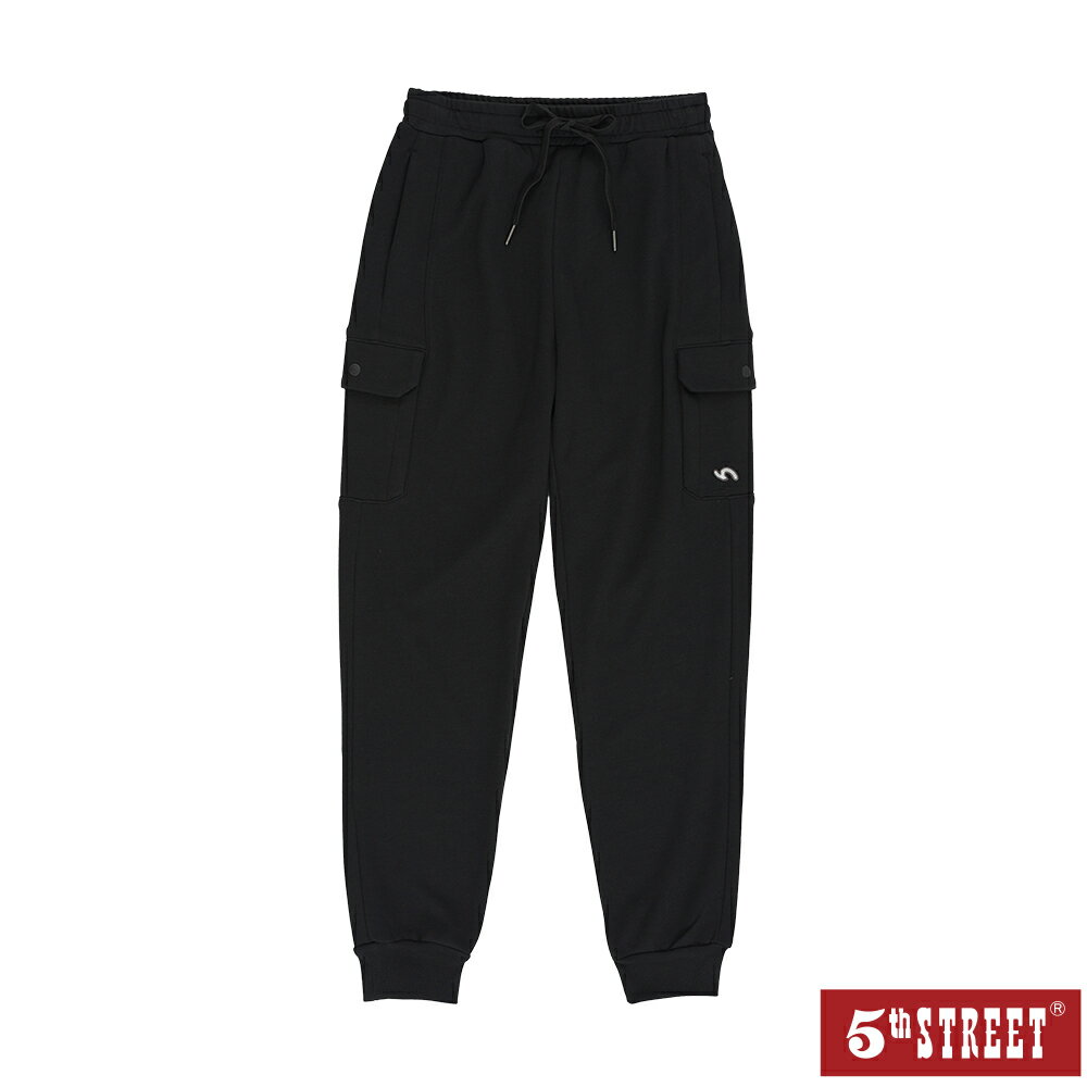 女裝 長褲 針織運動褲 抽繩 棉褲 黑色 (967157) 【5th STREET】【APP下單天天10%回饋】 最高折426