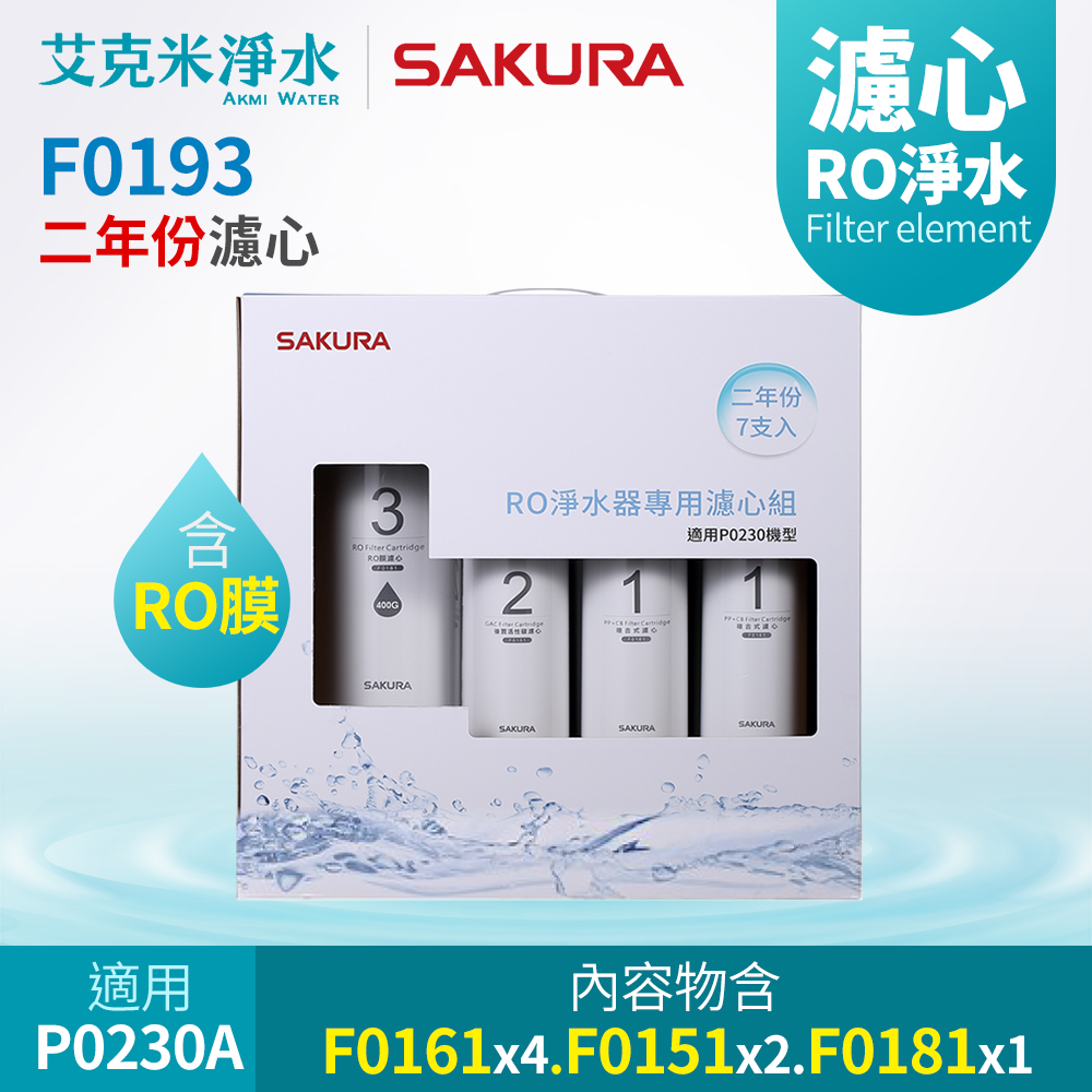 【SAKURA 櫻花】F0193 RO淨水器專用濾心7支入(P0230A二年份)