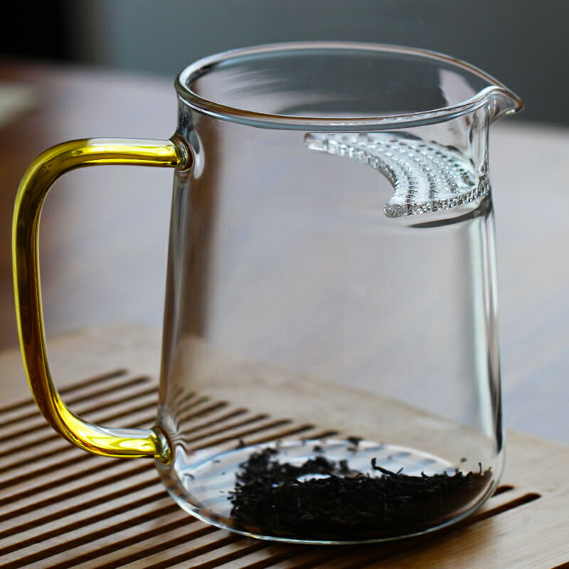 耐熱玻璃泡茶杯公杯 茶漏一體綠茶杯帶過濾分茶器月牙公道杯茶具