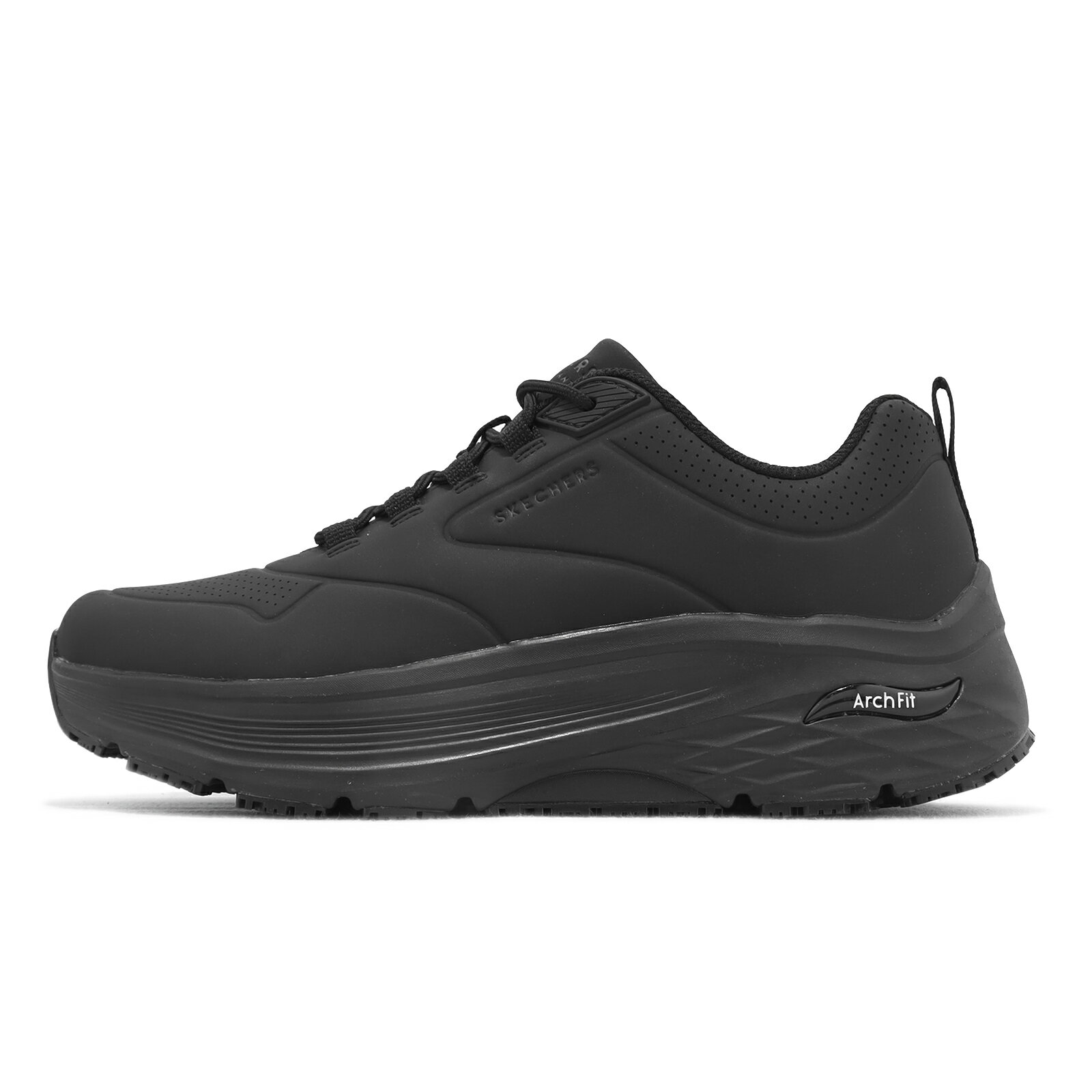 Skechers 工作鞋 Max Cushioning Arch Fit SR 女鞋 黑 全黑 抗油 抗汙 防滑