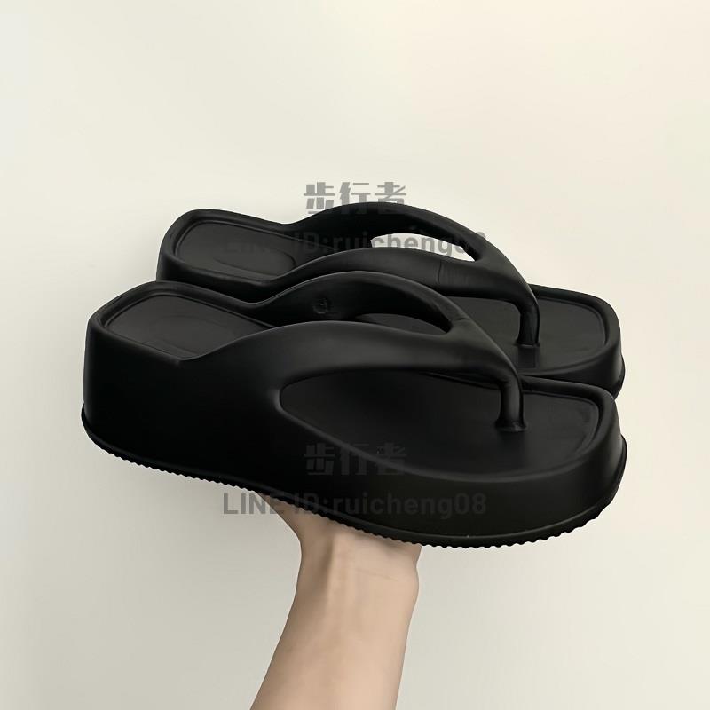 厚底人字拖女款純色防滑耐磨高跟涼拖鞋EVA防臭外穿女鞋夏【步行者戶外生活館】