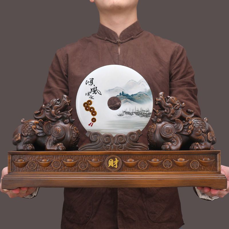 免運/可開發票 裝飾擺件 麒麟招財擺件一對貔貅平安扣聚財陣客廳入戶門口玄關辦公室裝飾品 快速出貨