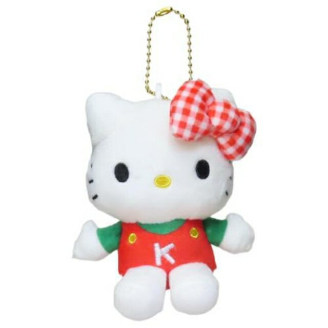 【震撼精品百貨】Hello Kitty 凱蒂貓~日本三麗鷗sanrio KITTY絨毛玩偶吊飾-綠衣紅格紋變裝50週年*19867