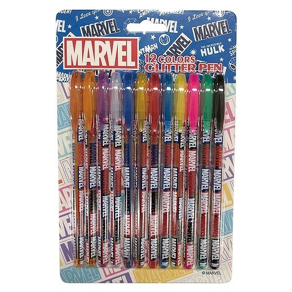 大賀屋 日貨 MARVEL 原子筆 12色 鋼筆 中性筆 筆 多色筆 文具 漫威 迪士尼 正版 J00015924