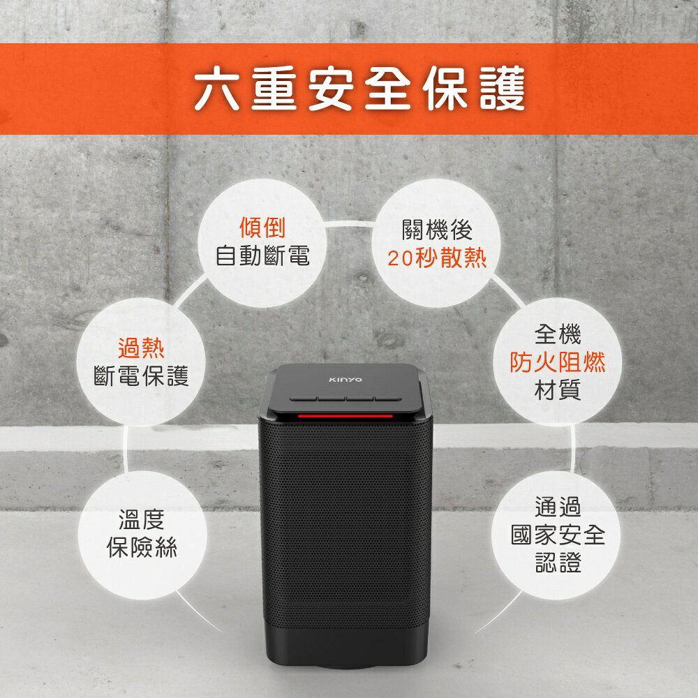 【KINYO】迷你陶瓷電暖器(NEH-120) 950W 擺頭 PTC陶瓷瞬熱 防火阻燃材質 通過台灣安規 【領券折50】 9
