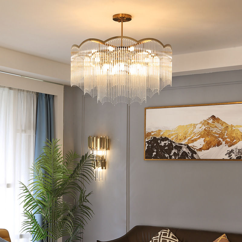 后現代客廳燈輕奢水晶玻璃吊燈法式設計師款led簡約大氣餐廳燈具