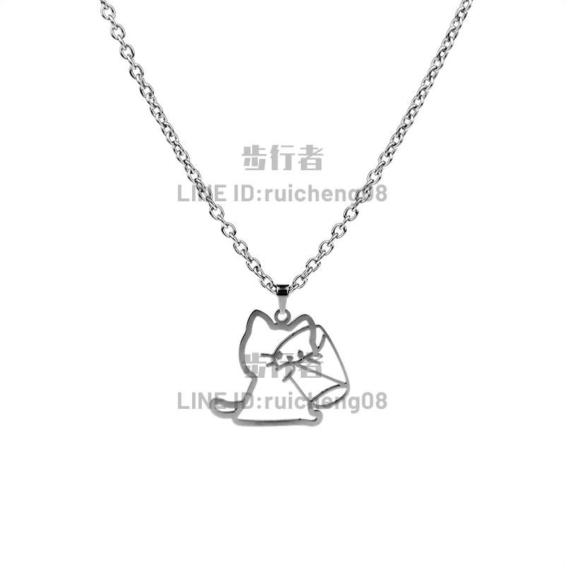 SANDCUP小貓喝水項鏈男潮設計感輕奢小眾女高級可愛毛衣鏈禮物【步行者戶外生活館】 6