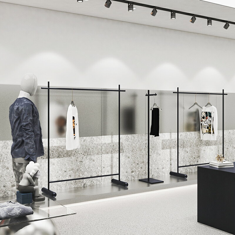 服裝展示架 服裝架 衣帽架 客製化黑色服裝店展示架陳列落地式掛衣架中島貨架男女裝店專用不鏽鋼架『cyd22526』