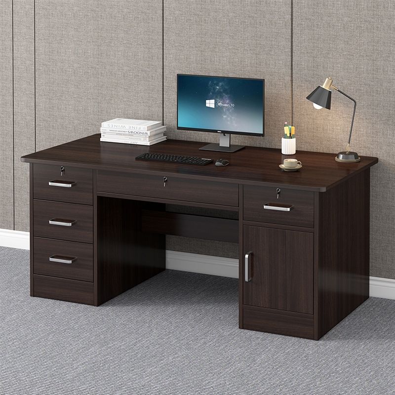 辦公桌簡約家用帶鎖電腦桌臺式桌子工作臺帶抽屜職員桌椅組合書桌
