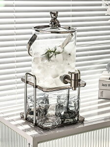 開發票 北歐玻璃冷水壺帶龍頭水壺套裝大容量家用涼水壺水果茶可樂飲料桶