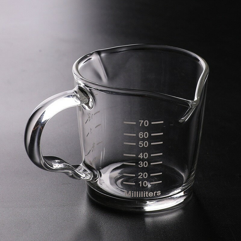 [Hare.D]玻璃把手刻度量杯 100ml 雙嘴玻璃量杯 小奶盅 雙頭 盎司杯 濃縮杯 牛奶杯 加厚玻璃 刻度杯