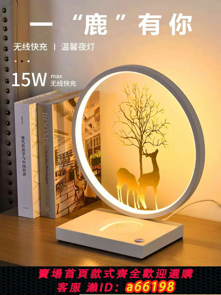 【臺灣公司 可開發票】手機無線充電臺燈藍芽音箱床頭燈音響新婚臥室擺件生日禮物送女生