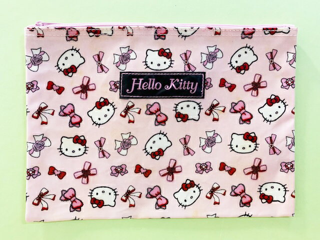 【震撼精品百貨】凱蒂貓 Hello Kitty 日本SANRIO三麗鷗 KITTY 拉鍊收納袋/化妝袋-蝴蝶結粉(展示品)#34072 震撼日式精品百貨