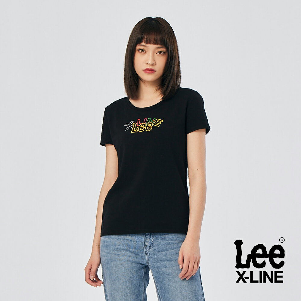 Lee 彩色文字X-LINE短袖T恤 女 X-LINE 幻影黑