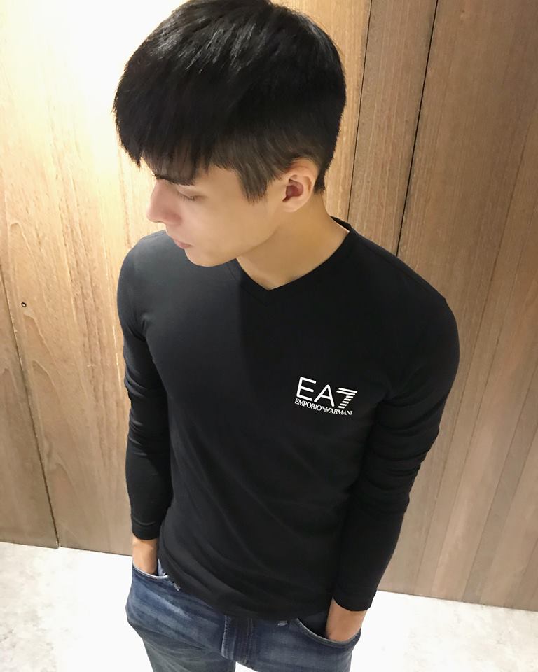 美國百分百【Emporio Armani】長袖 T恤 logo EA7 運動 T-shirt 薄長T 黑色 J624