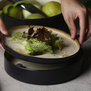 朵頤創意陶瓷西餐盤家用淺口盆菜碟直身湯碗餐廳骨碟西餐盤甜品盤1入