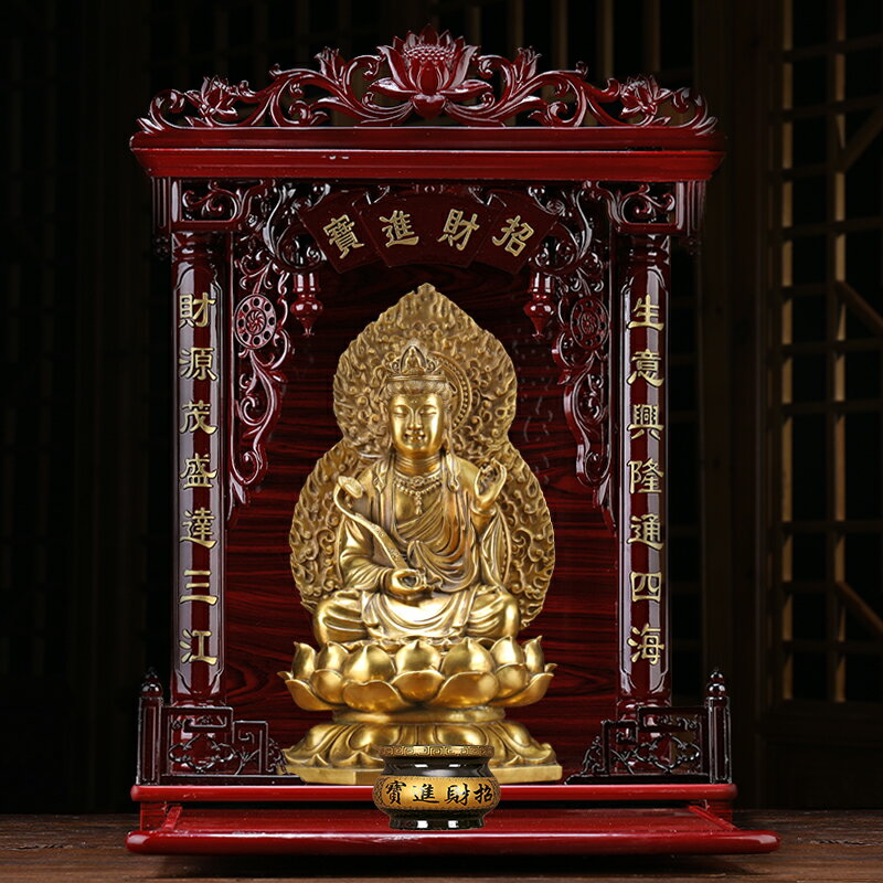 純銅背光文殊菩薩擺件佛像生肖兔守護佛客廳家庭用寺廟供奉神像| 協貿