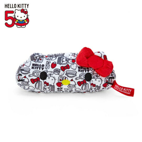 【震撼精品百貨】Hello Kitty 凱蒂貓~日本SANRIO三麗鷗 KITTY50週年造型絨毛筆袋-黑紅*58066
