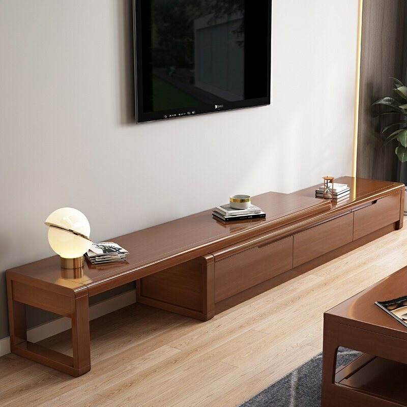 茶幾經濟型客廳地櫃小戶型組合家具現代實木電視櫃北歐伸縮簡約可 yZ2c