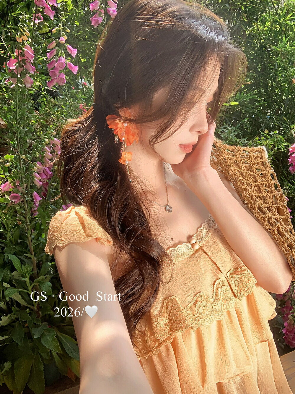 GS.GOOD START-主角光環夏季溫柔浪漫蕾絲拼接層疊細肩帶小衫D0727X