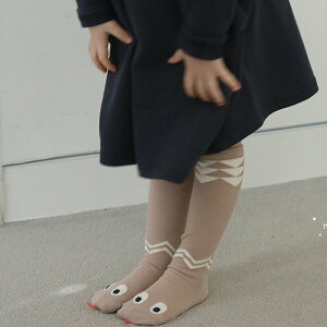 韓國 Mini Dressing 嬰幼兒/小童及膝襪/長襪_杏色小蛇 (MDS017-1)