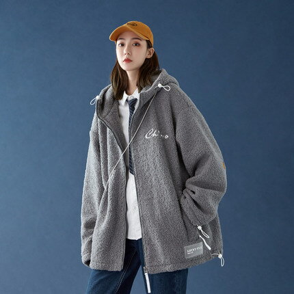搖粒絨外套女冬季韓版寬松羊羔毛棉服港風學生加絨加厚棉衣潮ins
