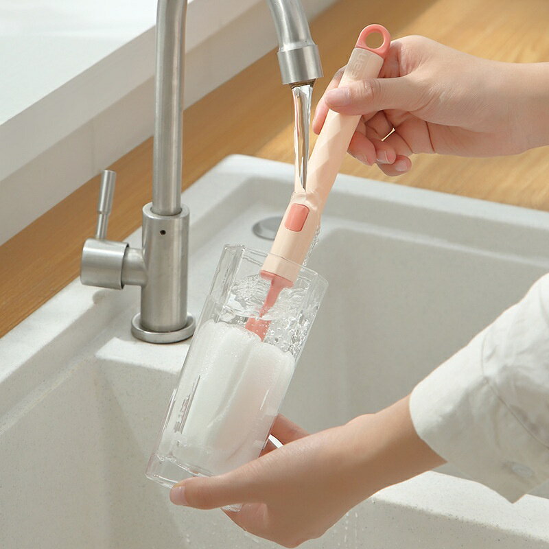 【宅配滿額免運】台灣現貨 長柄雙色奶瓶刷 洗杯刷 無死角 海綿刷 #丹丹悅生活 1