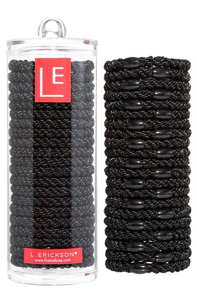 美國 L. Erickson 粗款髮圈 Classic Black 桶裝21入(壓克力罐) 不咬髮 名牌髮圈＊夏日微風＊