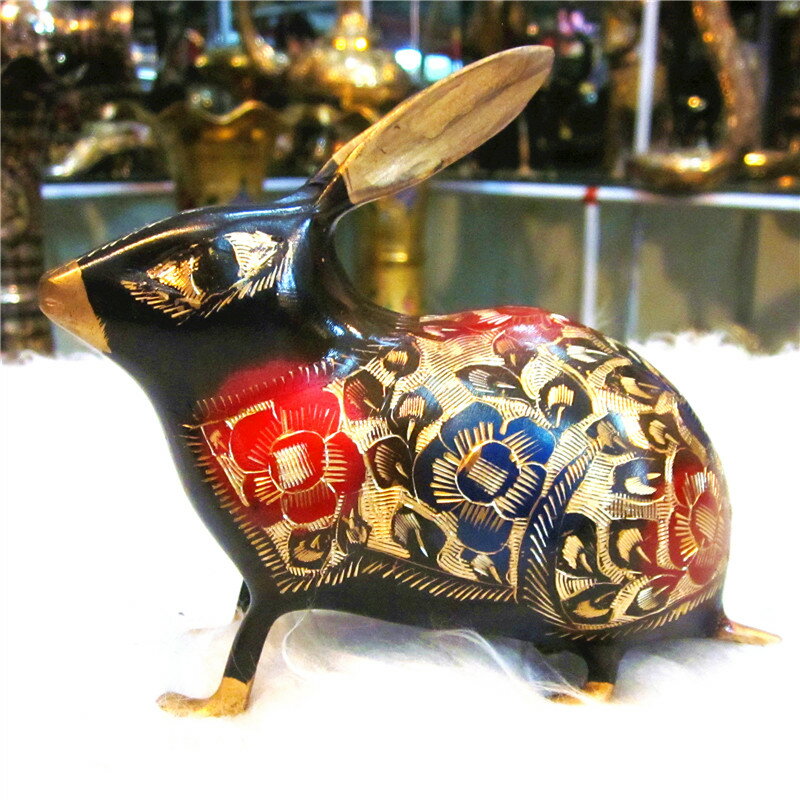 手工藝品直銷銅器銅雕動物吉祥兔屬相兔工藝禮品1入