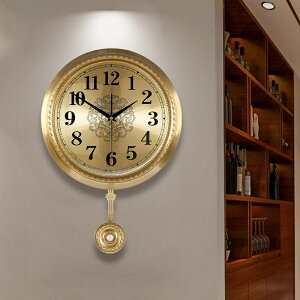 新中式掛鐘客廳家用裝飾中國風輕奢簡約大氣創意銅時尚石英時鐘表
