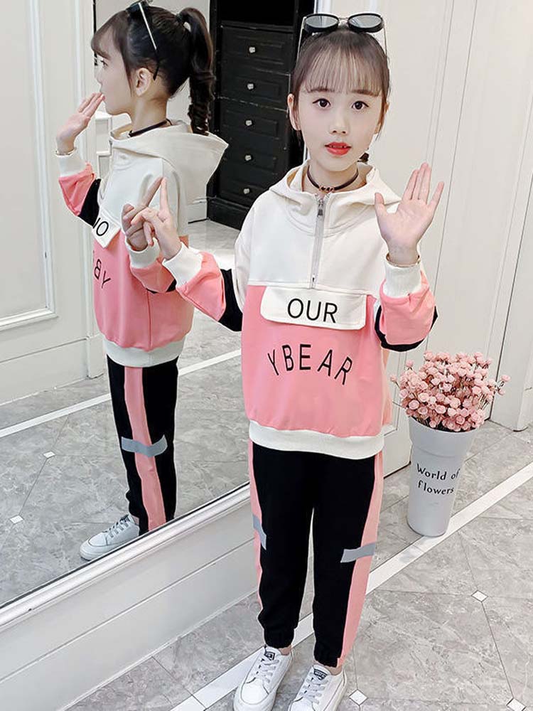 女童秋季套新款兒童網字母髦女孩洋氣衣件套潮