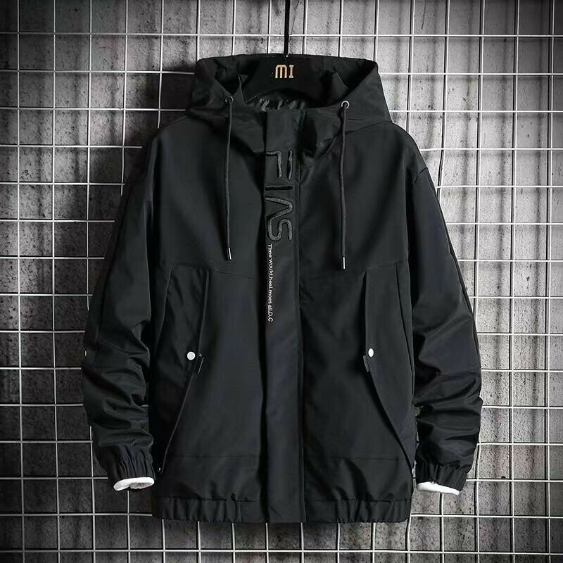 【秋季新品】M-5XL 外套男 衝鋒衣外套 防風外套 工裝外套外套男春秋款薄款連帽男士夾剋青少年工裝休閒潮流百搭帥氣風衣