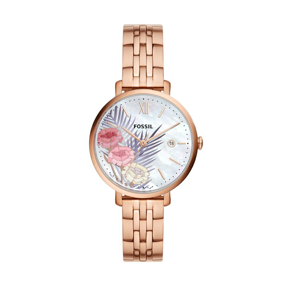 送禮首選★FOSSIL Jacqueline花卉浮雕典雅手錶 ES5275 附提袋【全館滿額折價★FOSSIL全系列包夾送美妝蛋】
