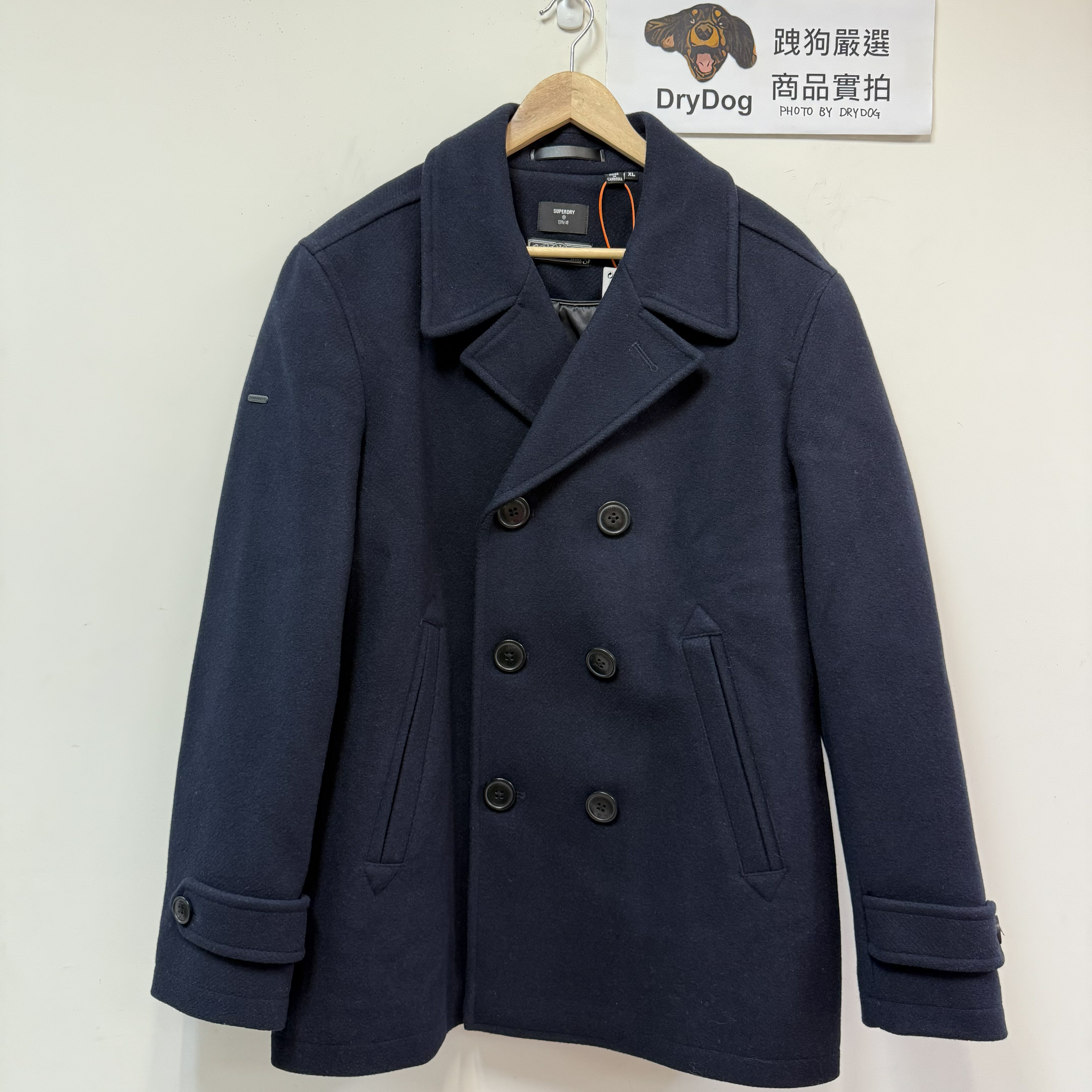 跩狗嚴選 極度乾燥 Superdry Trench Premier Pea 經典絕版款 女款 超厚實 連帽 排扣 羊毛 大衣 風衣 外套 黑