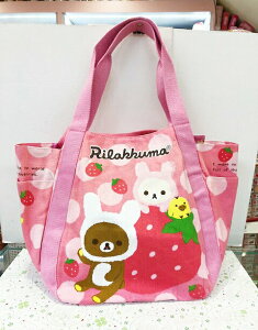 【震撼精品百貨】Rilakkuma San-X 拉拉熊懶懶熊 帆布袋子 草莓#28493 震撼日式精品百貨