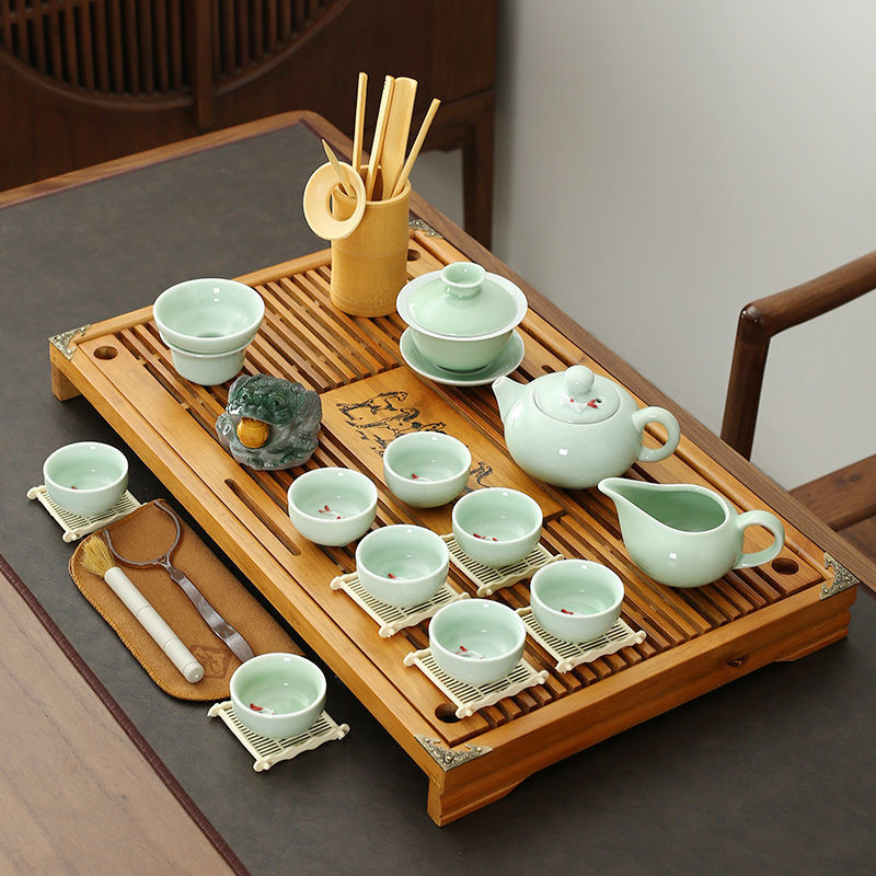 全自動一體實木茶盤茶臺家用整套茶具套裝紫砂功夫喝茶客廳泡茶壺