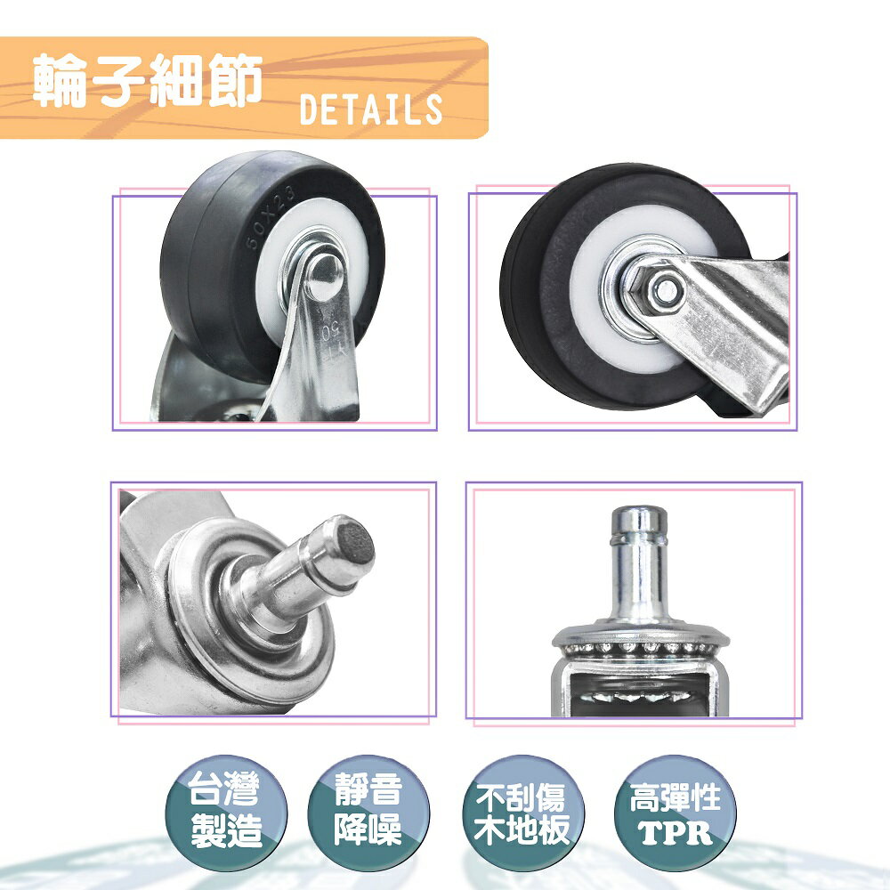 【YH】靜音耐磨 頂級辦公椅輪子50x23mm高彈性TPR輪 (一組5入) 辦公椅/電腦椅/美髮椅皆適用 3