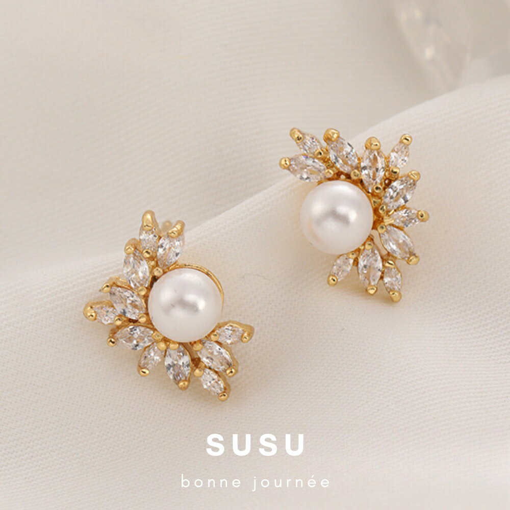 SU SU︱珍珠鋯鑽耳環❤️事業 招財 人緣 工作 健康 紓壓 水晶 飾品 耳環 項鍊 手鍊 現貨 穿搭 百搭 時尚 1