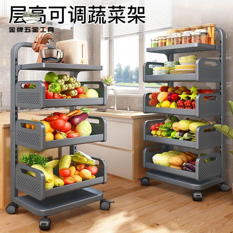 現貨特賣！小推車 置物架 收納架 零食架 展示架 加厚蔬菜置物架廚房小推車多層鍋具收納架多功能鍋架菜籃子置物架 特價出 免運 開發票【hua3/13】