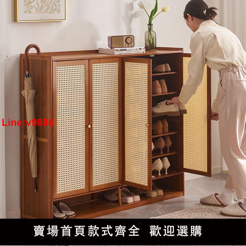 【臺灣公司 超低價】鞋架子家用門口多層防塵鞋櫃室內玄關大容量收納實木簡易鞋櫃楠竹