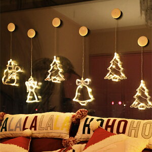 led圣誕節場景布置燈飾品吸盤掛燈店鋪櫥窗玻璃星星雪花掛件裝飾