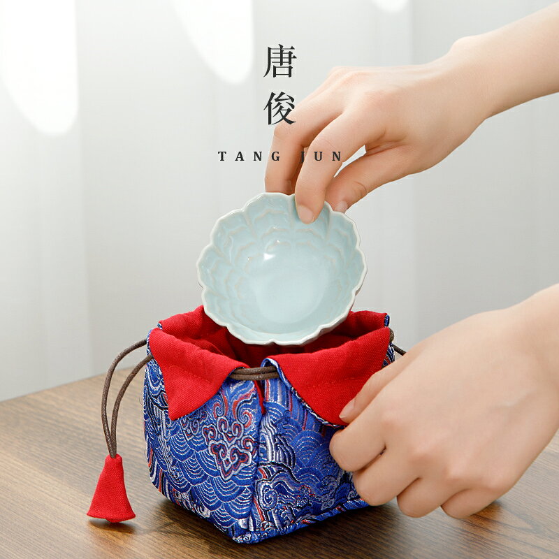 唐俊 汝窯大號女士主人杯花瓣茶杯個人汝瓷單杯高端茶盞蓮花杯