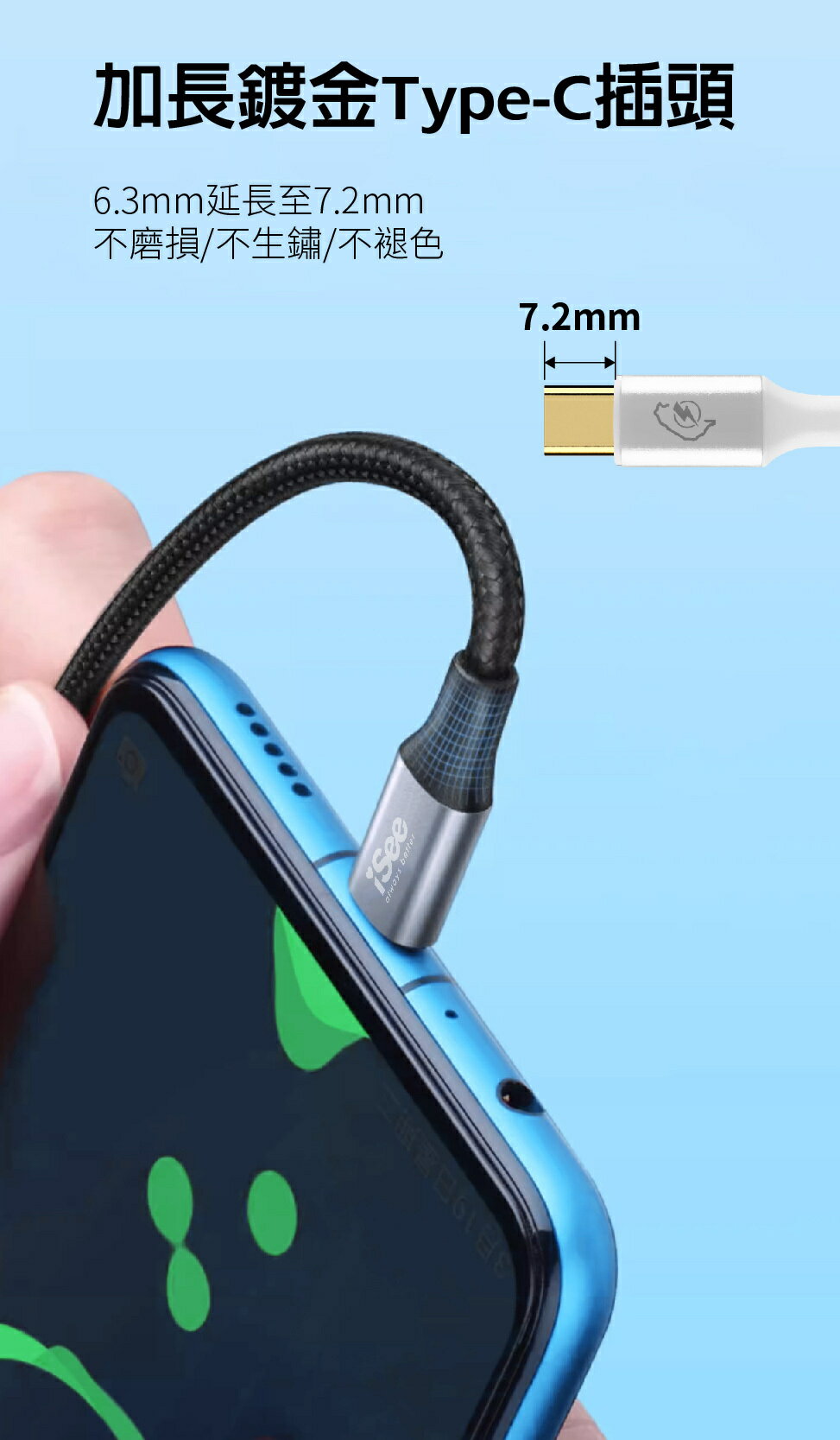 iSee 快充線 Type-A to C 1.5米 白色 3A/45W強電流 鋁合金 PD充電傳輸線 IC-AC676【領券滿額再折千12/31止】 7