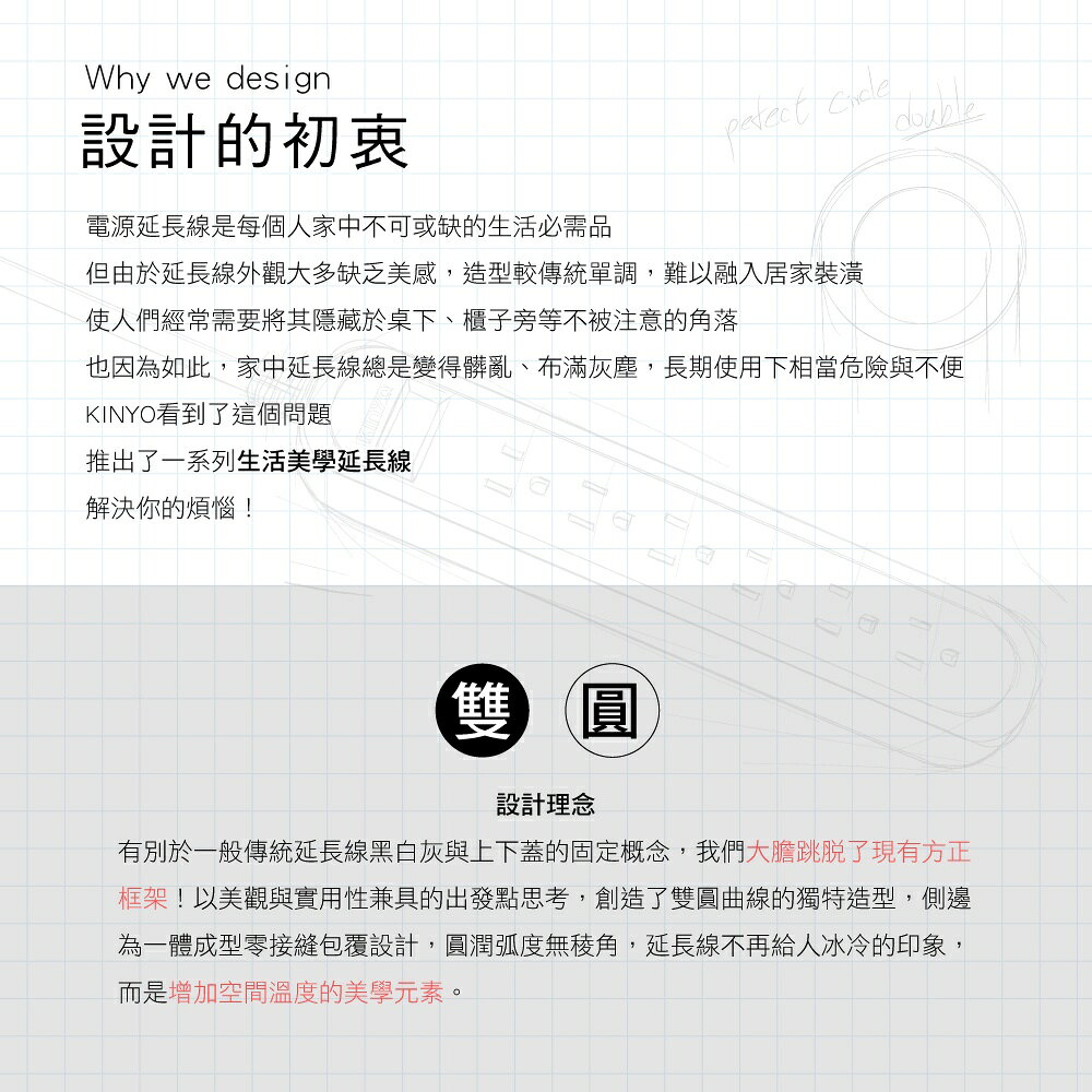 【KINYO】1開6插雙圓延長線(CGCR) 6呎 耐燃材質 防突波 | 台灣製造 2