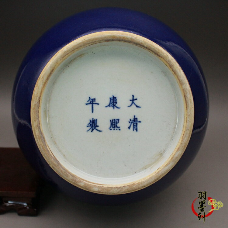 清康熙祭藍釉鹿耳尊花瓶古玩收藏品古董仿古陶瓷器精品擺件| 協貿國際