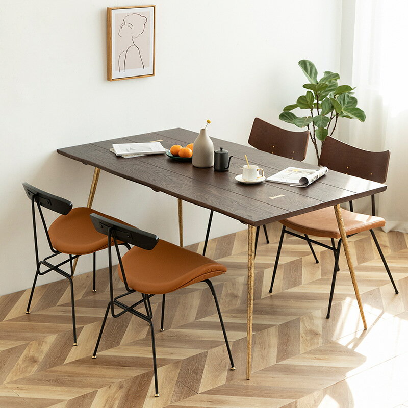 桌子 北歐實木餐桌表情家用小戶型工業格復古餐桌椅