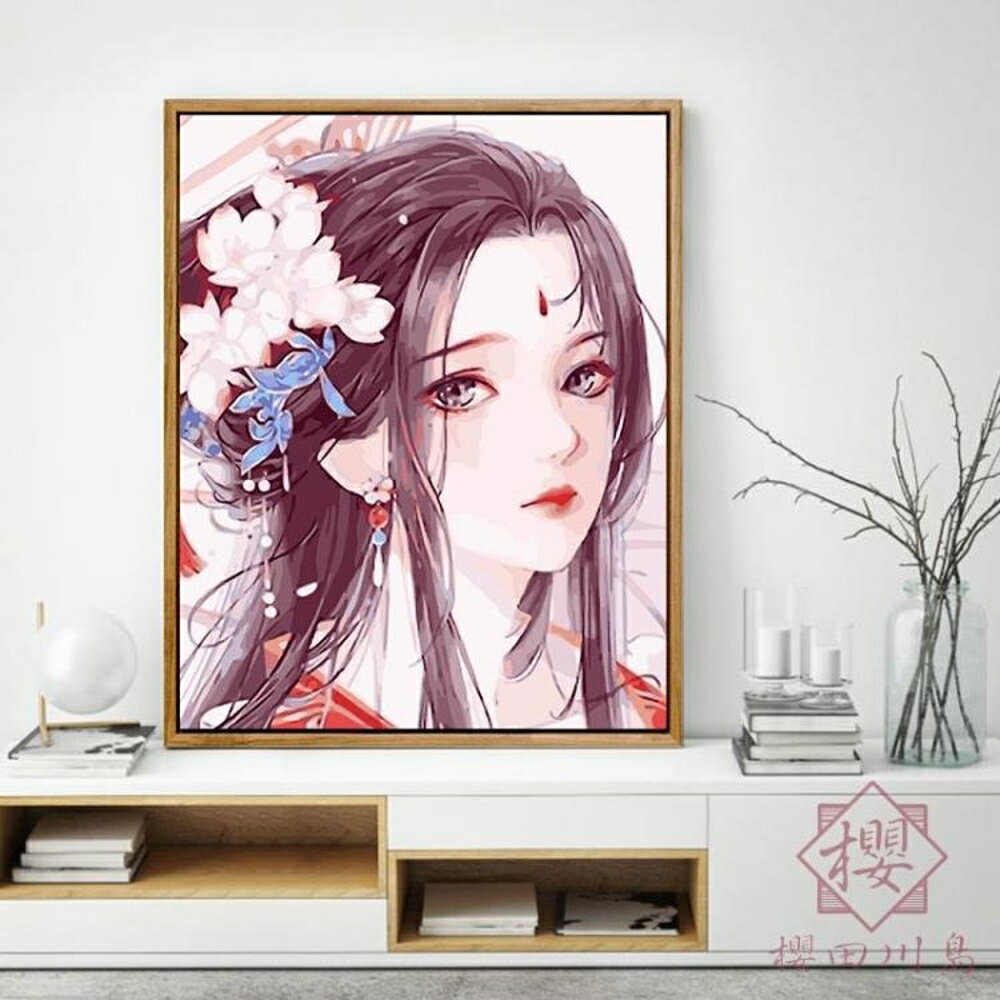 数字油画diy填色女孩国潮风龙卡通丙烯手工解闷填充油彩